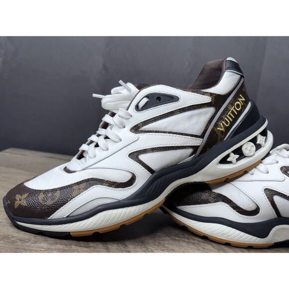 Louis Vuitton White and Brown Men's Sneakers - Picture 6 of 16